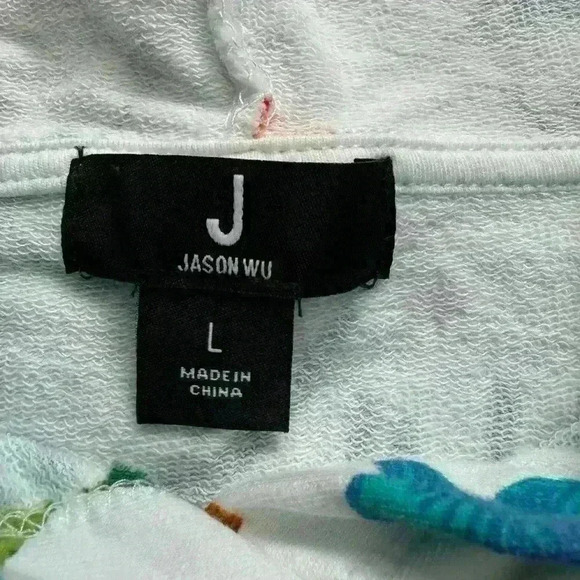 J Jason Wu Printed French Terry Hoodie Size L Floral Cozy Sweater Colorful Artsy - Picture 9 of 15